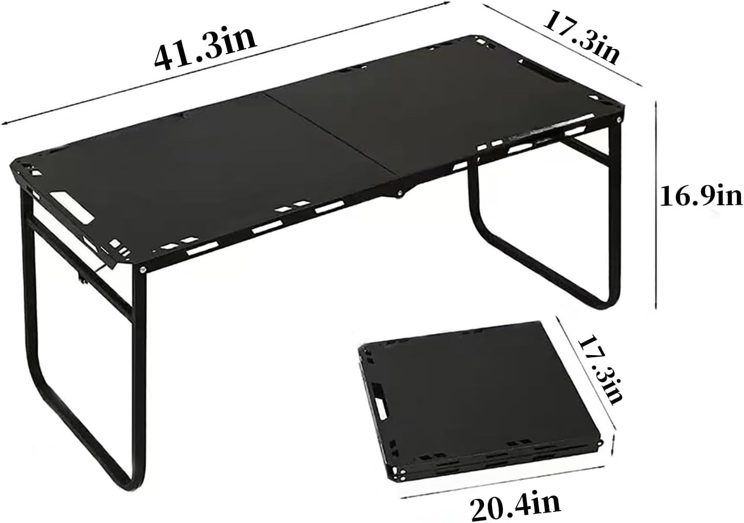 Folding Camping Table | 3.4ft carbon steel fold table,hydraulic no assembly,waterproof oilproof,160lbs capacity for RV BBQ beach,black 40.9×17.3in