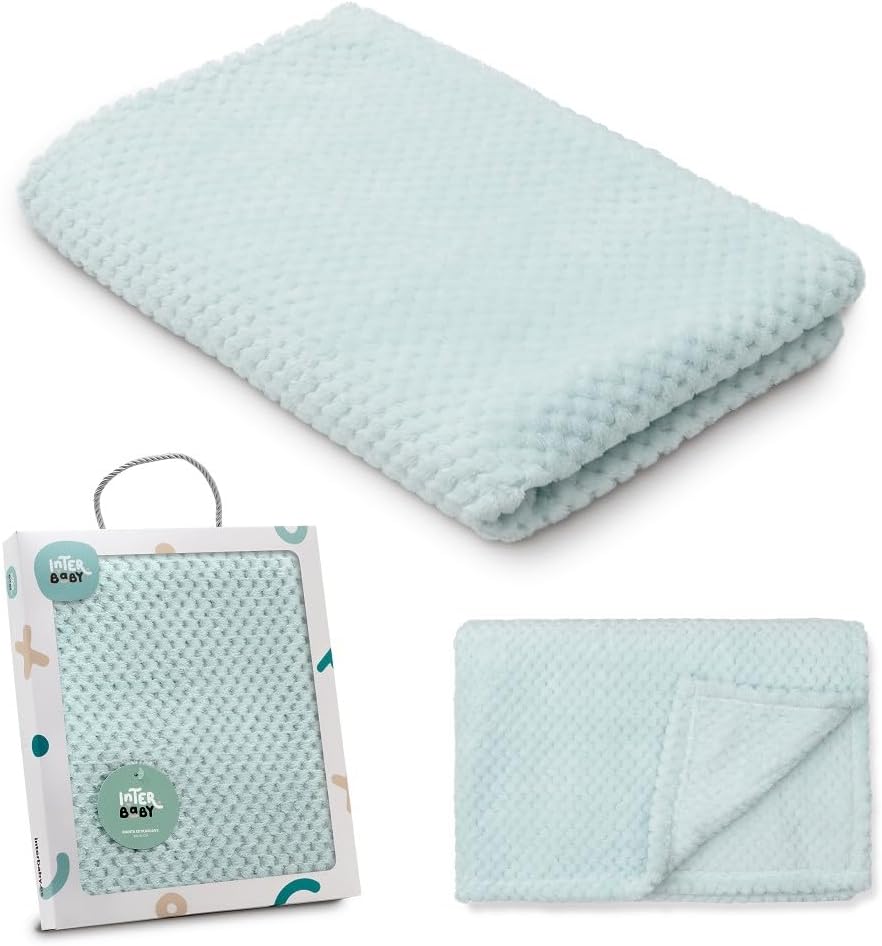 Interbaby - Manta Bebé Recien Nacido | Extrasuave de Porcorn, Cómoda, Cálida | Manta Meses Bebé 80x110cm, Unisex, Para Cunas, Carritos