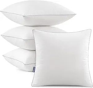 MIULEE 16x16 Pillow Inserts (Set of 4) -Decorative Throw Pillow with 100% Cotton Cover Square for Sofa Couch