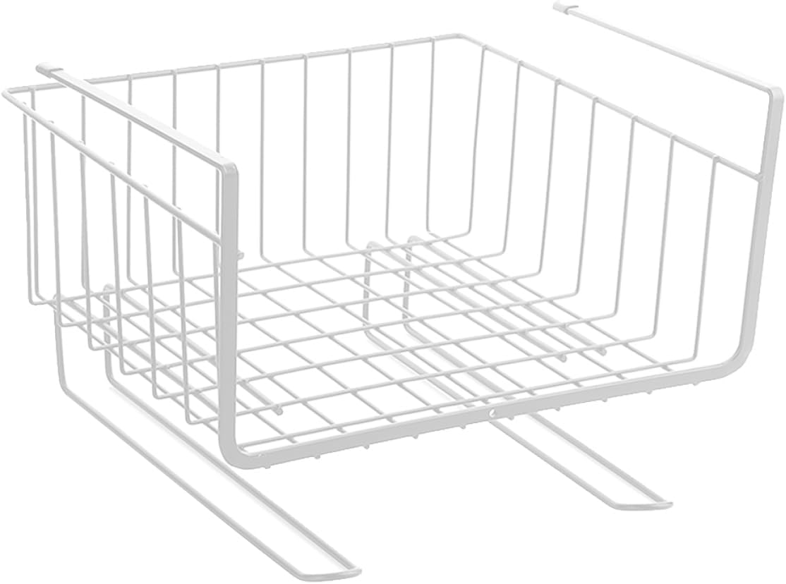Garneck 2pcs Simple Cabinet Storage Rack under Table Shelf Organizer for Use Heavy Duty Partition Layered Design White