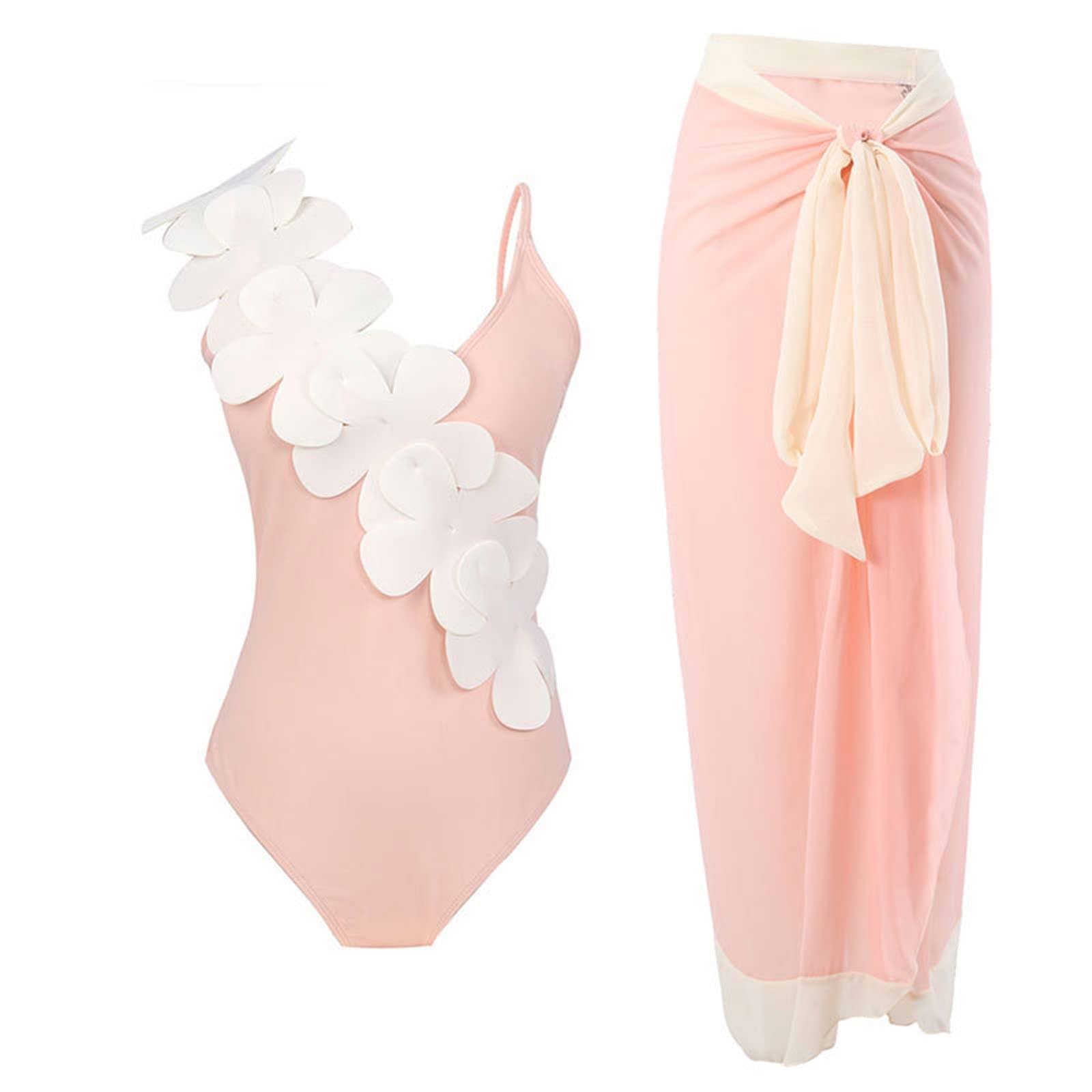 Costumi da Bagno con Pareo Donna Intero Push up Taglie Forti Sexy Chic 2023 Fantasia Elasticizzati Stampa a Fiori Monokini Donna con Gonnellina Spiaggia Piscina Mare