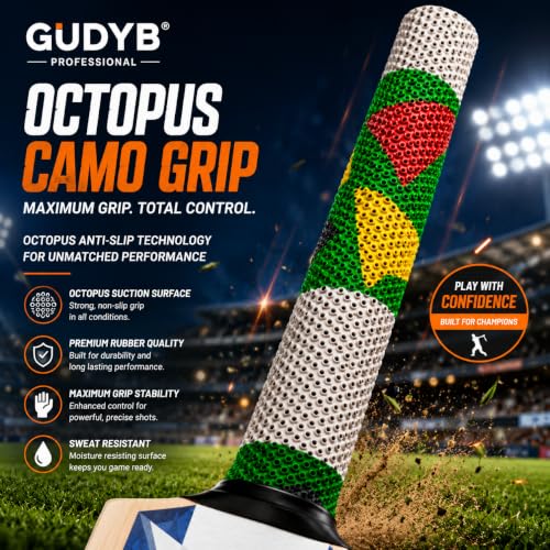Image of Professional Cricket Bat Handle Octopus Camo Bat Grip with Better Shock Absorption | Cricket Accessories Bat Handle Grips, Pack of 1