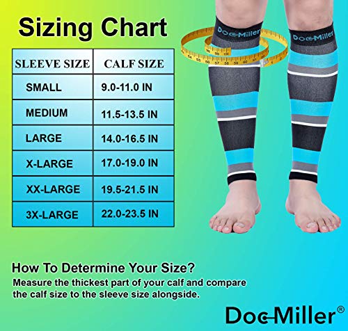 Doc Miller Calf Compression Sleeve Men And Women 20-30 Mmhg, Shin Splint Compression Sleeve, Medical Grade Socks For Varicose Veins And Maternity 1 Pair Medium Black Blue Grey White Calf Sleeve #TOP1