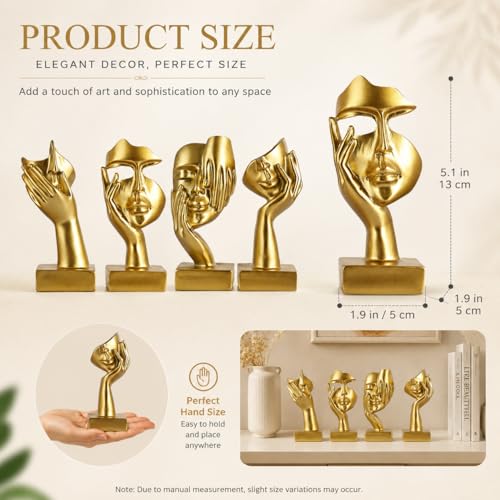 Set de 4 Figuras Pensador Oro Escultura Abstracta miniatura 5