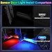 CARFIB Car Door Light Projector Wireless 7 Colors LED Welcome Lights Magnetic Sill Interior Courtesy Lighting USB Rechargeable Warning Lamp Vehicle Auto Sensing Decorations 4pcs