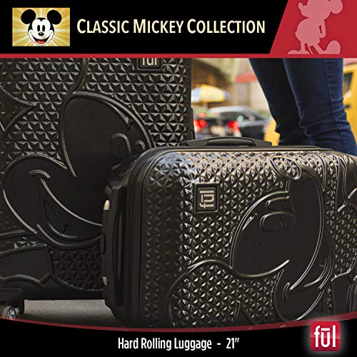 Ful Disney Mickey Mouse 21 Inch Rolling Luggage, Hardshell Carry On Suitcase With Spinner Wheels, Black #TOP6