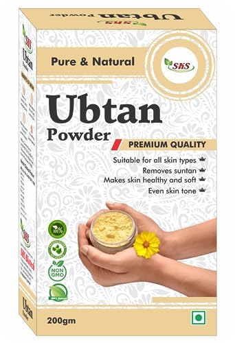 SKS UBTAN POWDER ANCIENT RECIPIE100% NATURAL FACE AND BODY SCRUB FOR GLOWING SKIN, OIL CONTROL, TAN REMOVAL GLOW WITH THE BLEND OF TURMERIC SANDALWOOD SAFFRON ROSE pack size 200 GM-image-15