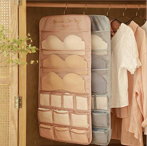 Organisateur Suspendu Pour Sous-vêtements - Double Face Avec 45 Poches En Filet - Pliable, Gain De Place - Pour Soutiens-gorge, Culottes, Chaussettes - Tissu Respirant