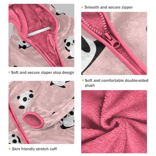 OTVEE Seamless Cute Panda Pink Kids Hoodie Jacket Fall Spring Full Zip Warm Outwear Coat3