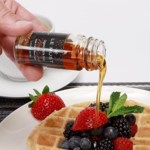 Le Must Organic Maple Syrup, Grade A, 100% Pure Vermont, Kosher, Mini Glass Bottle Roomservice, 1.75 Fl Oz (Pack Of 12) Glass Miniatures #TOP4