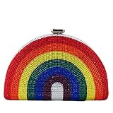 Boutique De FGG Retro Crystal Clutch Purses for Women Luxury Rhinestone Evening Bag Novelty Formal Party Clutch Handbag,Mini,Rainbow