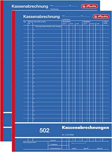 Herlitz 882415 kasboekje 502, karton, A4, 2x50 vellen blauw (1
