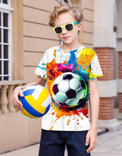 Image of 3D Graphic Short Sleeve Shirts Boys Girls Cool T-Shirt Unisex Novelty Tees for 7-12 Years Teens