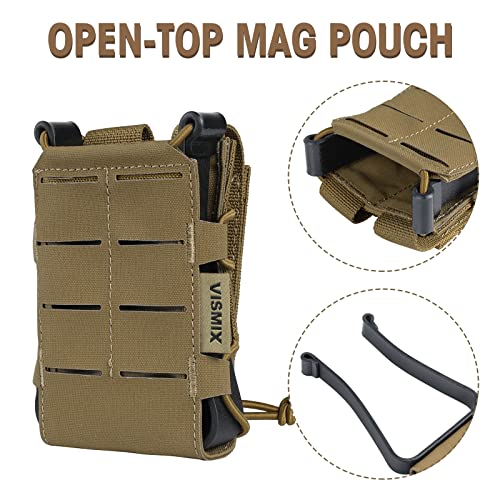 Vismix 5.56Mm Single Rifle Mag Pouch Magazine Molle Training Open-Top Adjustable Coyote Brown #TOP3