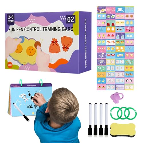 Uhngw Cartella di lavoro per il controllo della penna, libri di ricalco per bambini - Libro di esercizi educativi per la scrittura a mano Libro di controllo della penna - Libri di ricalco prescolare