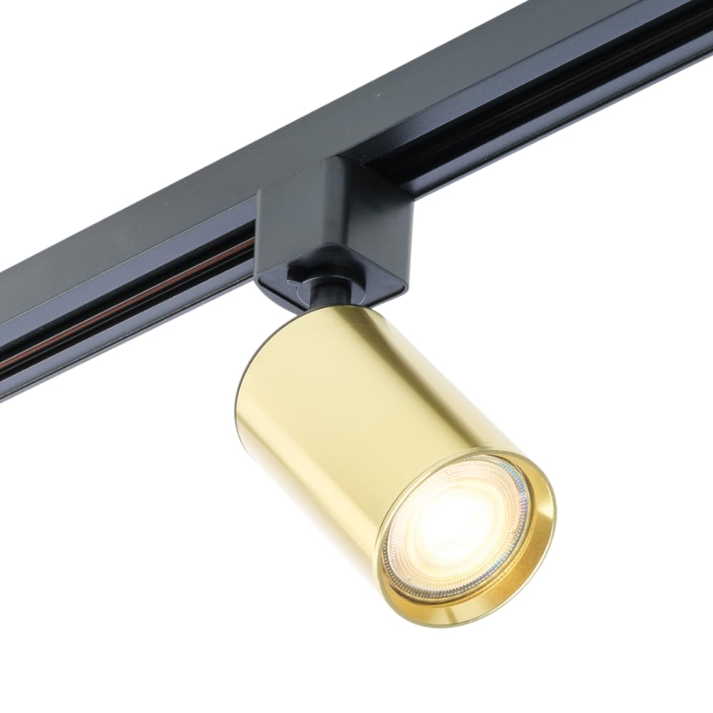 Qub Focus III Monophasé Luminaire Plafonnier LED – 100cm - 3x GU10 Spot Sur Rail - 1x 1m Barre de Spot Plafond – I-Form - Plafonnier intérieur Noir/Or Moderne – Spots et Rails de Spots