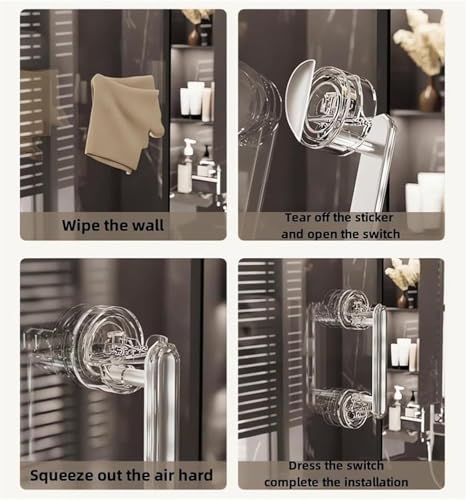Image of ELMVIA Plastic Suction Cup Handle Glass Door and Window Handles Bathroom Sliding Door Handles Refrigerator Door Handles Cabinet for Home Decor - Transparent ( Pack of - 1 )
