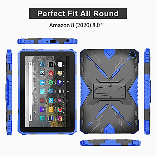 Maomini For Kindle Fire Hd 8 Case / Hd 8 Plus Case 2020 Release 10Th Generation,Kickstand Heavy Duty Armor Defender Cover (Blue) #TOP3