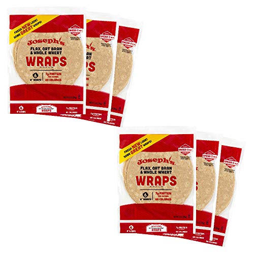 Joseph's Low Carb Wrap Value 3Pack, Flax, Oat Bran and Whole Wheat, 8g Carbs Per Serving (6 Per