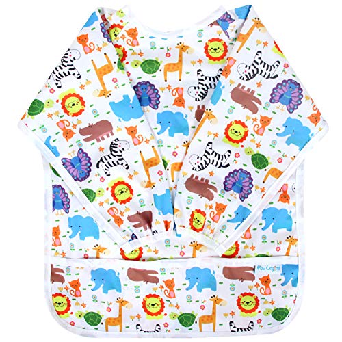 Paw Legend Long Sleeved Baby Bib - Waterproof Bib for Babies - Toddler bib (6-24 Months) with Pocket, Animal