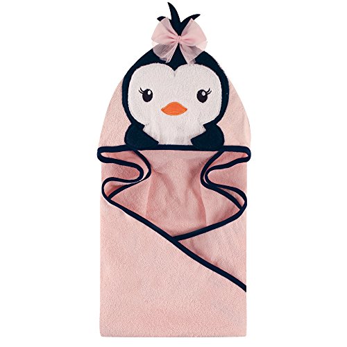 Image of Hudson Baby Unisex Baby Cotton Animal Face Hooded Towel, Miss Penguin, One Size