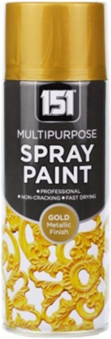 FAMBIZ Gold Metallic Spray Paint, Quick Drying Formula, Easy to Apply, Long-Lasting Finish, DIY enthusiasts, Perfect for Wood, Metal, Plastic, Indoor And Outdoor Use, 400ml, (1 Pcs)