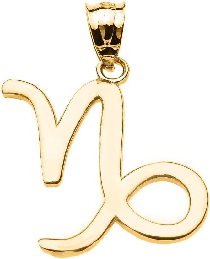 10K Yellow Gold Capricorn Zodiac Astrological Sign Charm Personalized Pendant