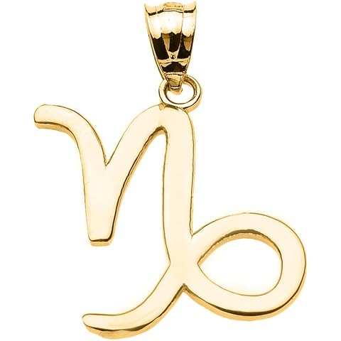 14K White Gold Capricorn Zodiac Astrological Sign Charm Personalized Pendant
