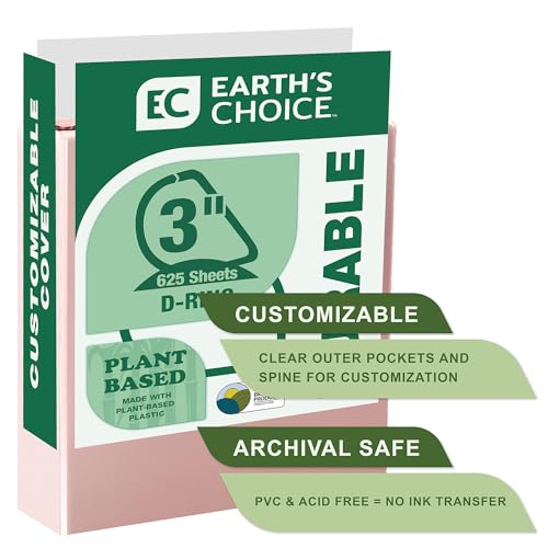 Image of Samsill Plant-Based 3 Inch Durable D-Ring, View Binder, Eco-Friendly, USDA Certified Biobased, 4 Count, Pack of 1, Boho Assortment