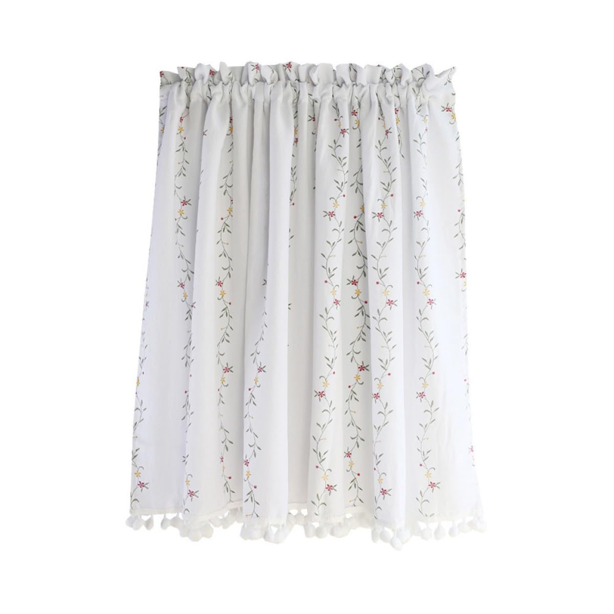 Cortina corta para ventana de cocina con romántico diseño floral de algodón