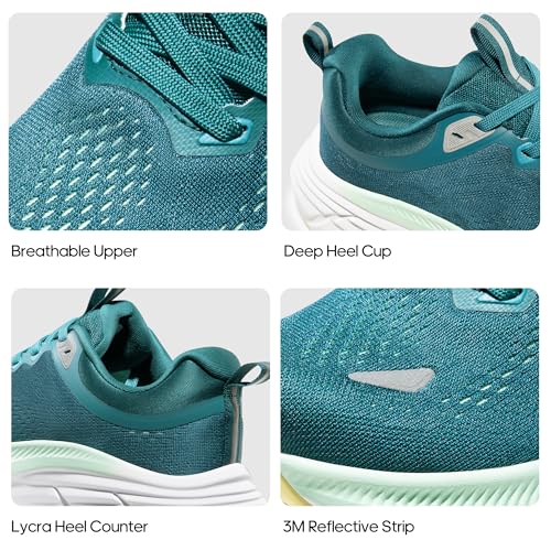 NORTIV 8 Men's Walking Shoes Running Tennis Cushioning ActiveBreeze Non Slip Athletic Gym Workout Comfortable Fashion Sneakers,Size 9.5,Blue Green,SNWS246M