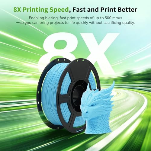 Image of FLASHFORGE High Speed PLA+ 3D Printer Filament Ice Blue, Enhanced Melt Flow for Faster, Smoother Prints, 500mm /s Rapid Printing, Feature Sleek Matte Finish, Rich and Solid Color