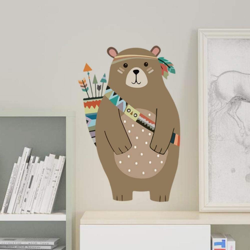 Sticker mural ours brun créatif pour déco de chambre enfant