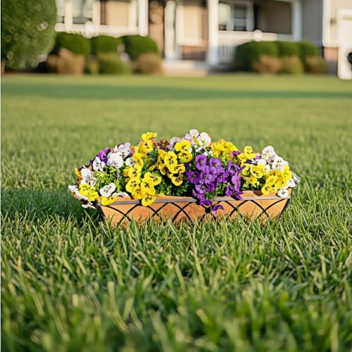 Artificial Pansies Flowers for Outdoor, 12 Bundles UV Resistant Fake Flowers, No Fade Realistic Silk Pansy for Porch Planter Garden Patio Yard Spring Decorations (Purple,White,Yell image 2