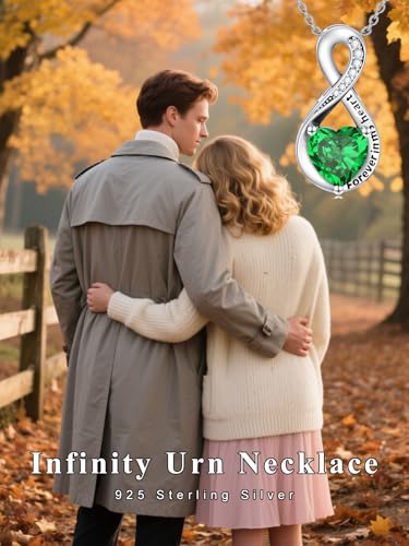 Seiyang Urn Necklace for Ashes 925 Sterling Silver Infinity Urn Necklace with Birthstone Memorial Cremation Jewelry for Women Loved One3