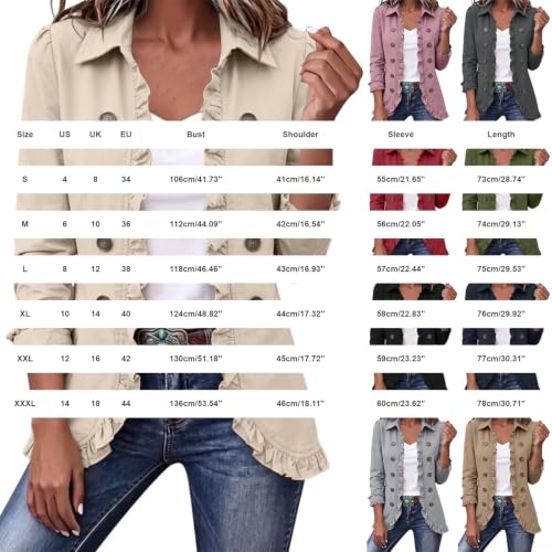 Womens Jackets Dressy Casual Ruffle Peplum Lapel Lightweight Jacket Pink - image 5