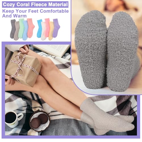 Image of Jspupifip Fluffy Socks for Women 8 /10 Pairs Soft Home Slipper Socks Winter Fluffy Sleeping Christmas Sock