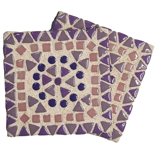 Crafty You Crafty Me - Kits de manualidades de posavasos de mosaico para adultos (morado/rosa), regalos de manualidades para mamá, fabricado en el Reino Unido