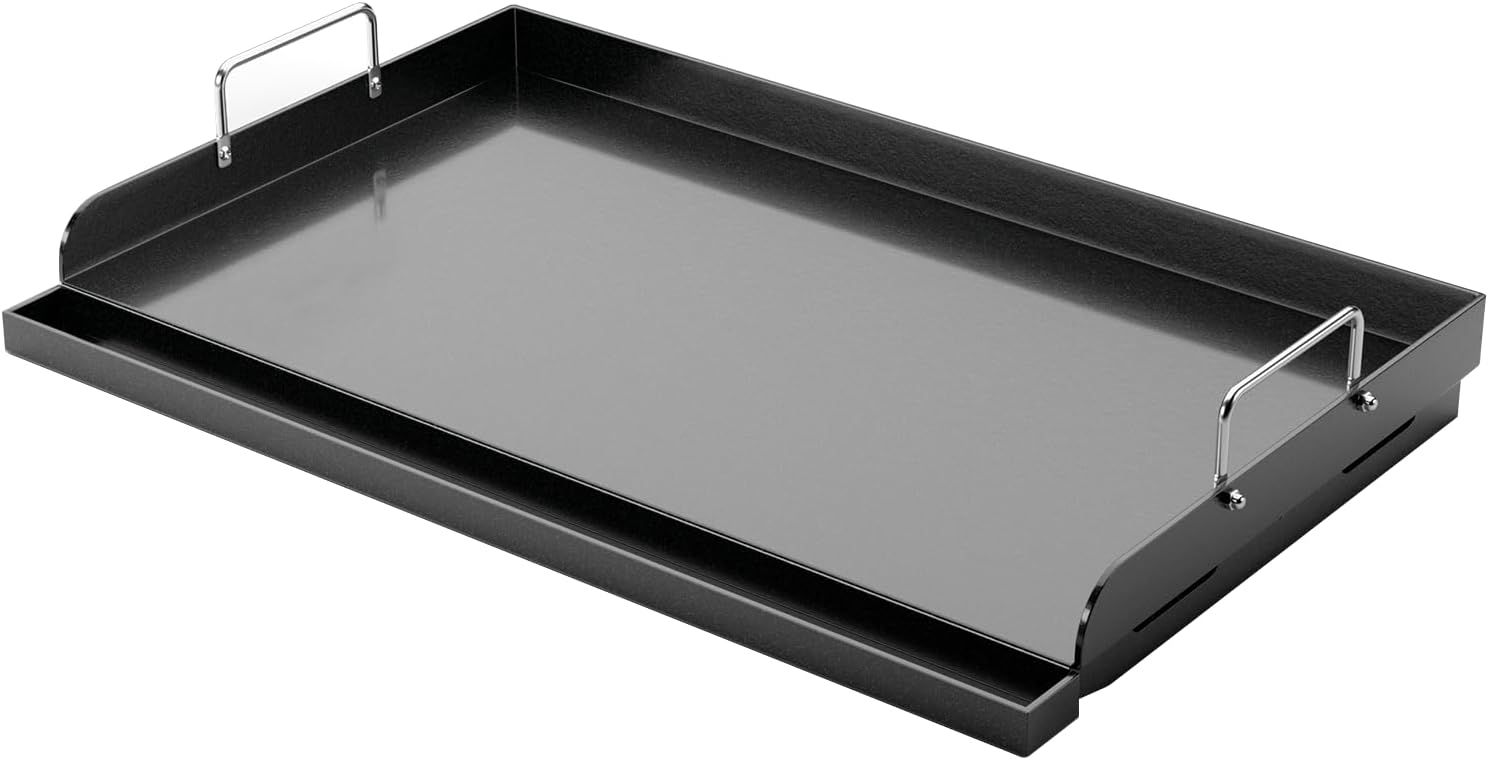 Utheer 25" x 16" Nano-Ceramic Nonstick Griddle for Gas & Charcoal Grills – Universal Flat Top with Grease Groove, Reinforced Ridges & High Sidewalls, Perfect for Healthy Cooking, Parties & Camping 25" x 16" x 2.6"