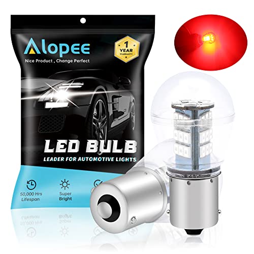 ALOPEE Paquete de 2 1156 BA15S 1141 1003 7506 1073 Luz LED Roja Extremadamente Brillante 9-30V-DC, 2835 33 SMD Bombillas de Repuesto para Lámparas de luz de Freno de Cola Cover