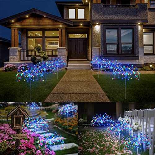 Outdoor Solar Garden Lights 3 Pack, 120 Led Copper Wire Light With Remote, 8 Lighting Modes Decorative Stake Landscape Light Diy Solar Firework Light For Garden Pathway Party Decor (Multi) #TOP4