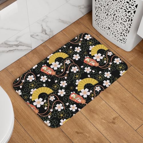 玄関マット 花柄 和風 和柄 ドアマット 室内 屋外 バスマット おしゃれ 泥落とし 洗える 滑り止め 足拭きマット 浴室 台所 寝室 業務用 四季通用 60cm×40cm