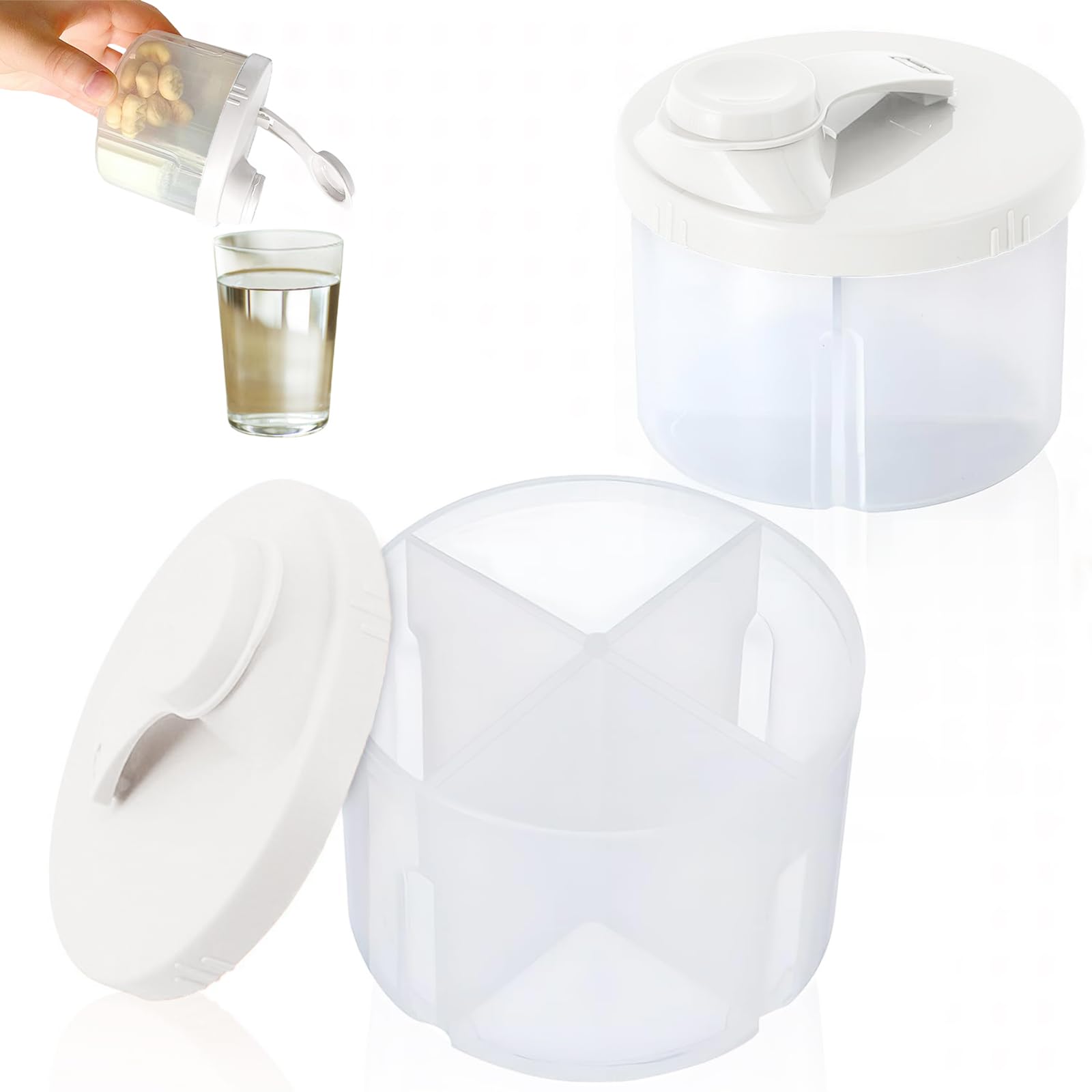 Lot 2 Doseurs Lait En Poudre Portables Calkkrer - Boîte Doseuse Rotative Bébé Multicompartiments