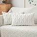 MIULEE Lot de 2 Housses de Coussins Doux Peluche en Laine et Daim avec des Motifs de Diamant sur Deux Faces Décoratif Taie d'oreiller à Salon Chambre Canapé 30x50 cm Blanc