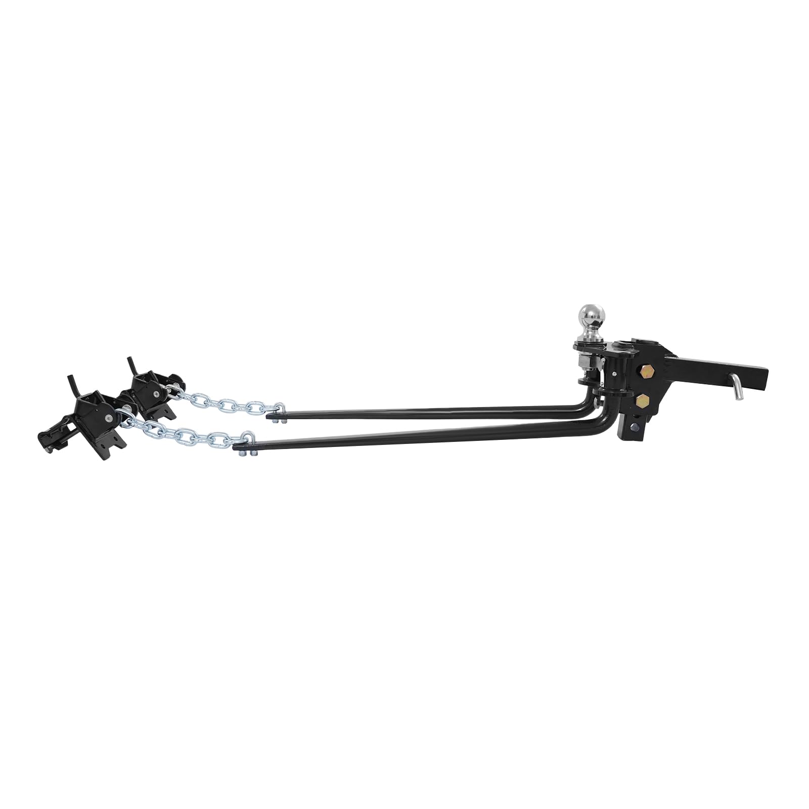 Gewichtsverteilungs-Anhängerkupplung 453,59 kg Zugkraft, aus #45 Stahl, für Wohnmobile, Wohnwagen, Boote, Yachten, max. 7 Zoll Rahmen, inkl. Montagematerial & Brechstange, schwarz, 83 × 29 × 19 cm
