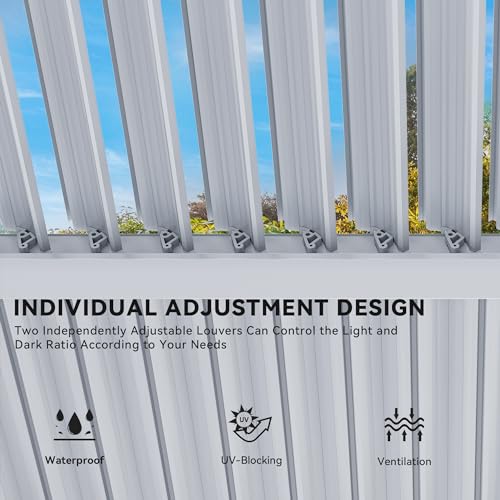 YITAHOME-10x13ft-Louvered-Pergola-Outdoor-Aluminum-with-Adjustable-Roof-Pergolas-Sun-Shade-Shelter-with-Netting-and-Shaded-Curtains-for-Lawns-Patio-Deck-and-Backyard-White YITAHOME 10x13ft Louvered Pergola Outdoor Aluminum with Adjustable Roof Pergolas Sun Shade Shelter with Netting and Shaded Curtains for Lawns Patio Deck and Backyard White