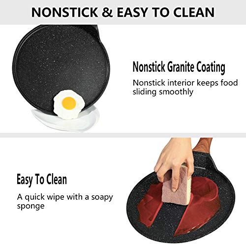 Eslite Life Nonstick Crepe Pan With Spreader, 11 Inch Granite Coating Flat Skillet Tawa Dosa Tortilla Pan, Compatible With All Stovetops (Gas, Electric & Induction), Pfoa Free #TOP4