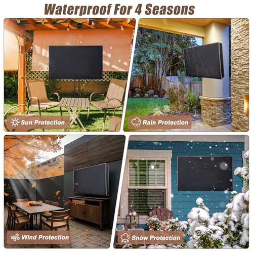 Basumee Outdoor TV Cover 40 to 43 inch Waterproof Weatherproof TV Cover for Outside Half-covered Front with Double Waterproof Zipper 600D Thick Fabric TV Enclosure Protectors For Outdoors, Black - image 7