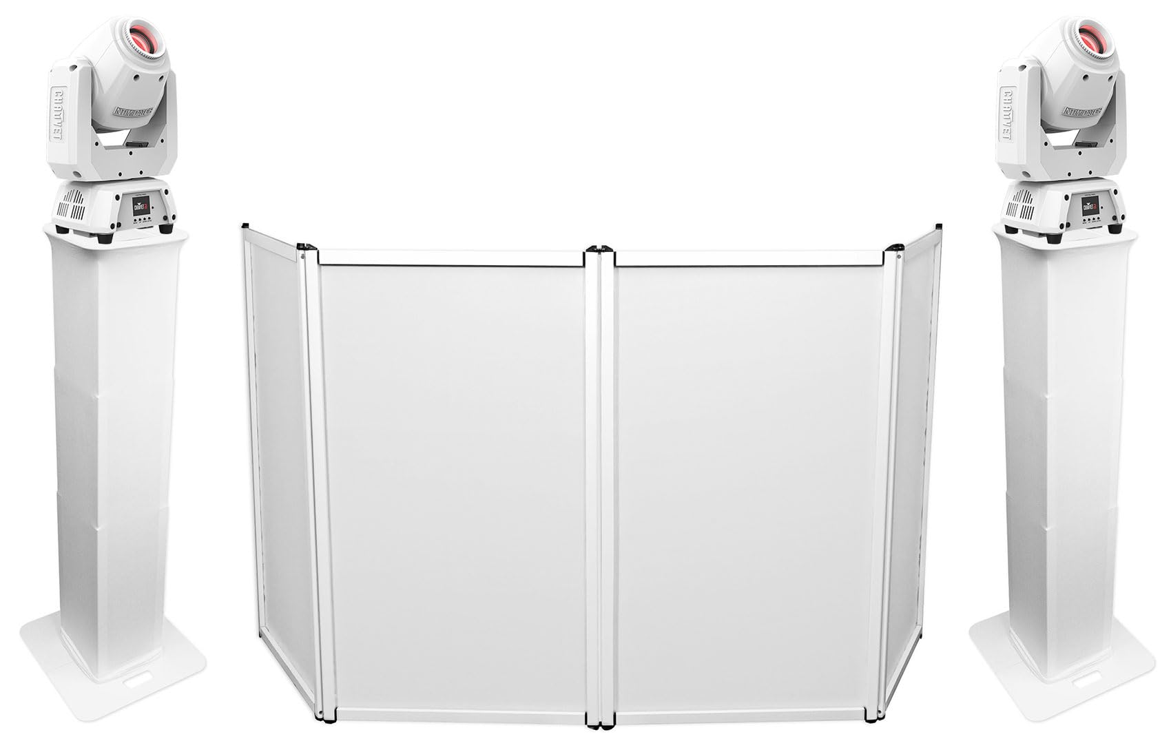 Audiosavings Bundle: (2) Chauvet DJ Intimidator Spot 260X LED Light Bundle with (2) Rockville RTP-GO Portable DJ Totem Light/Speaker Stand + Rockville RFAAW DJ Event Facade Frame Booth (5 Items)