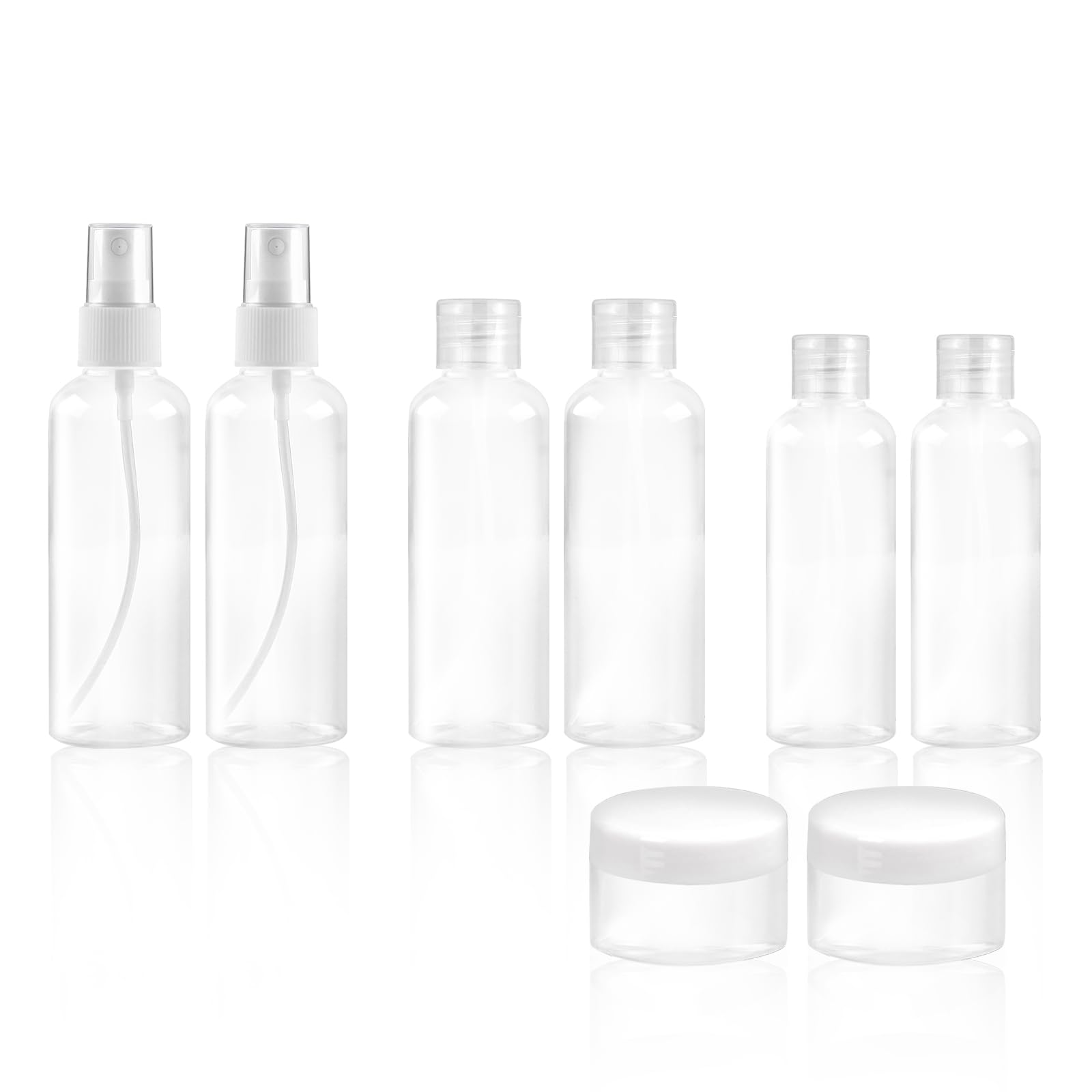 Ninsula 8Pcs Travel Bottles Set, TSA Approved Travel Size Toiletries, Reusable Leak Proof Cosmetic Containers for Shampoo, Conditioner, Cream -Women